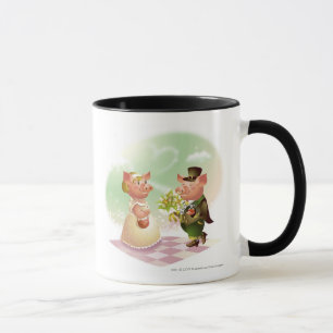 Mug Le porc masculin donne un bouqet des fleurs à un