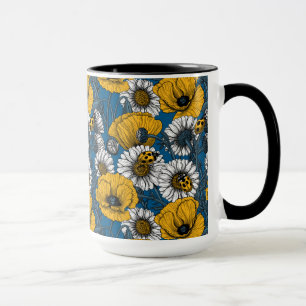 Mug Le pré en jaune et bleu