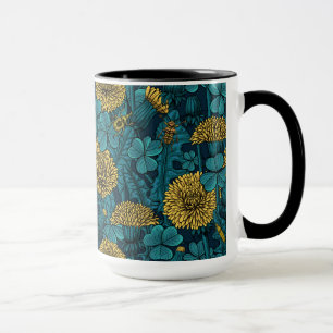 Mug Le pré en jaune et bleu