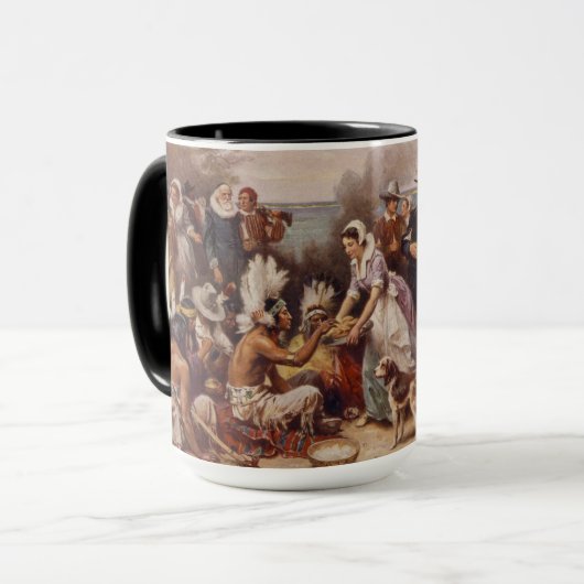 Mug Le premier thanksgiving 1621 % pipe% c.1932 (Devant gauche)