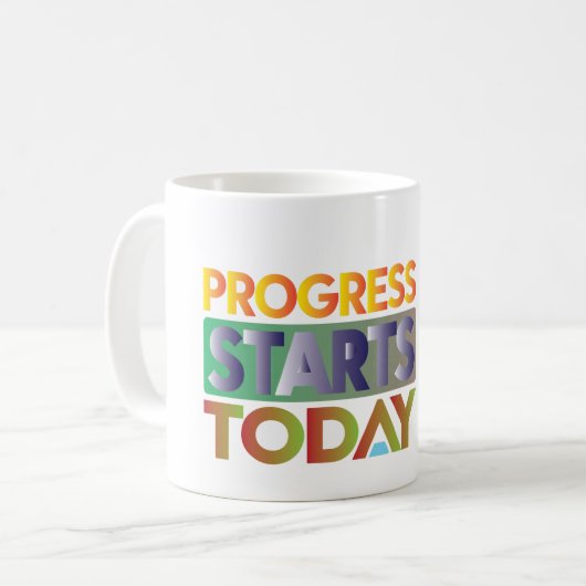 Mug Le progrès commence aujourd'hui (Devant gauche)