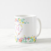 Mug le ressort fleurit l'aquarelle initiale florale de (Devant droit)