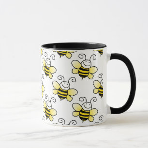 Mug Le rétro jaune gaffent le motif d'abeille