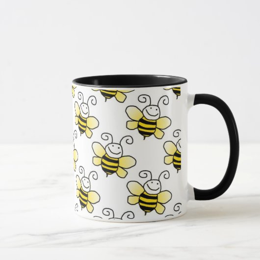 Mug Le rétro jaune gaffent le motif d'abeille (Droite)