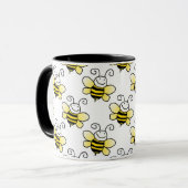 Mug Le rétro jaune gaffent le motif d'abeille (Devant gauche)