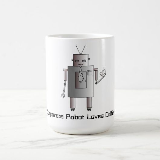 Mug Le robot d'entreprise aime le café, rétro robot (Centre)