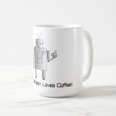 Mug Le robot d'entreprise aime le café, rétro robot (Devant droit)