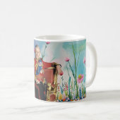 Mug Le roi Charles III avec l'Arrière - plan du jardin (Devant droit)