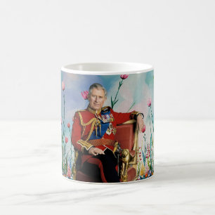 Mug Le roi Charles III avec l'Arrière - plan du jardin