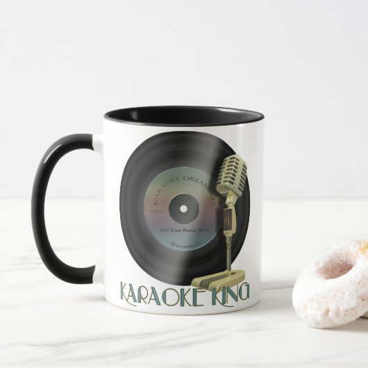 Mug Le Roi Personalized Drinkware de karaoke (Avec donut)