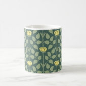 Mug Le Rose de Voysey, Jaune sur Pine Green (Centre)