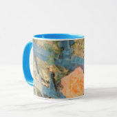Mug Le rose orange derrière la barrière bleue (Devant gauche)