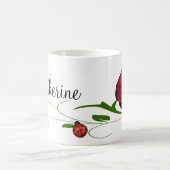 Mug Le rose rouge et le café de coccinelles/thé (Centre)