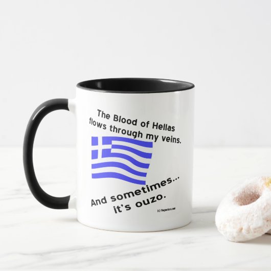 Mug Le sang de la Grèce coule parfois dans les veines (Avec donut)