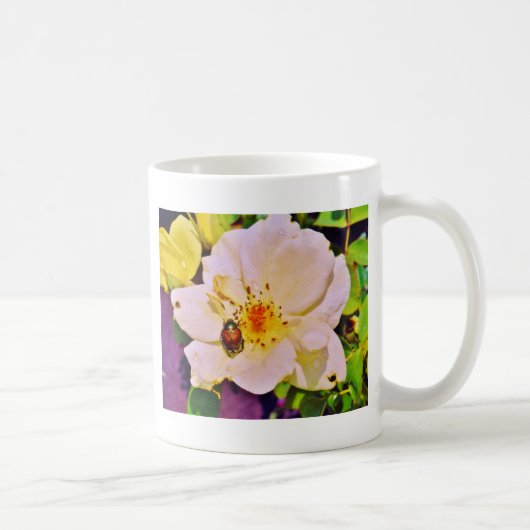 Mug Le scarabée japonais sur la rose blanche (Droite)