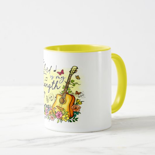 MUG "LE SEIGNEUR EST MA FORCE ET MA CHANSON" GUITAR (Devant droit)