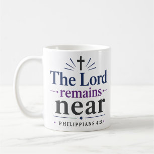 Mug Le Seigneur Reste Près Texte Élégant Basé sur la F