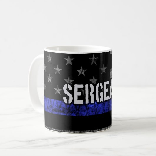 Mug Le sergent Thin Blue Line Distresse (Devant gauche)