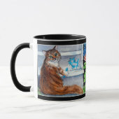 Mug Le signe de clochard de chat, dame aimable vit ici (Gauche)