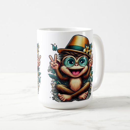 Mug Le singe de la paix (Devant droit)