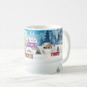 Mug Le soir paysage de village d'hiver avec neige (Devant droit)