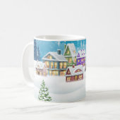 Mug Le soir paysage de village d'hiver avec neige (Devant gauche)