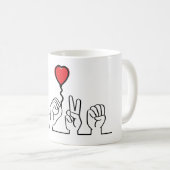 Mug Le sourd, l'amour du langage gestuel. Je t'aime. (Devant droit)