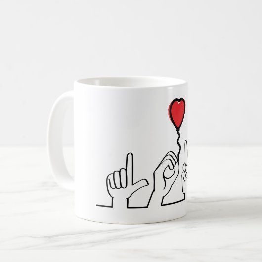 Mug Le sourd, l'amour du langage gestuel. Je t'aime. (Devant gauche)