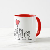 Mug Le sourd, l'amour du langage gestuel. Je t'aime. (Devant droit)