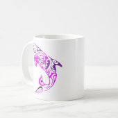 Mug Le tatouage de dauphin tribal noir violet et rose (Devant gauche)