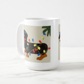 Mug Le teckel a embrouillé dans le noir de lumières de (Devant gauche)