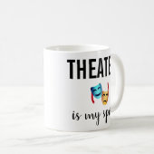 Mug Le théâtre est mon sport, masque émoticônes émotic (Devant droit)
