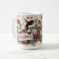 Le veau de Saint Valentin avec arrangement floral