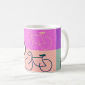 Mug Le vélo de monogramme ajuste le pourpre, la pêche (Devant droit)