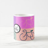 Mug Le vélo de monogramme ajuste le pourpre, la pêche (Centre)