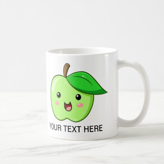 Mug Le vert Apple de fruit de Kawaii attaquent (Droite)