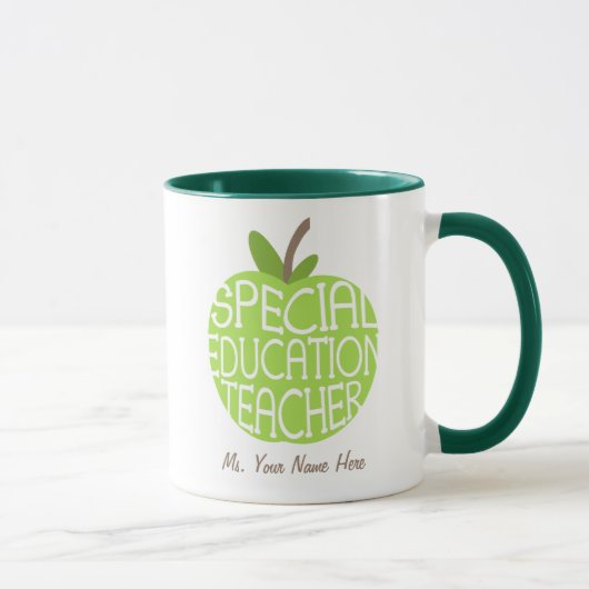 Mug Le vert Apple de professeur d'éducation spéciale (Droite)
