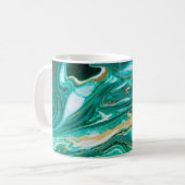 Mug Le vert et l'or ondule d'agate arrière - plan. Or (Devant gauche)