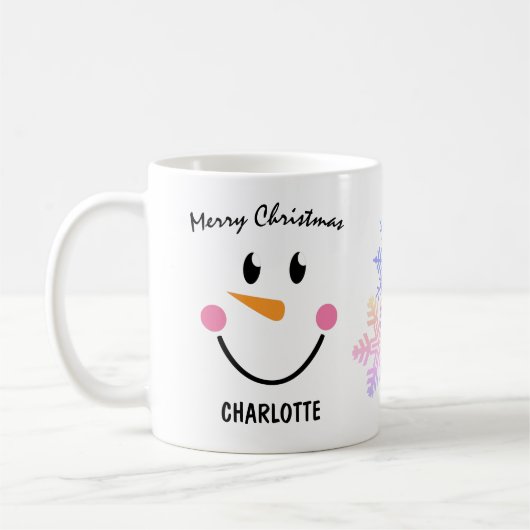 Mug Le visage de Snowman souriant, Flocon de neige, Jo (Gauche)