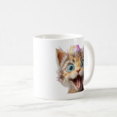 Mug le visage d'un chaton figé en mode derp pur (Devant droit)