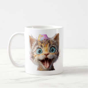 Mug le visage d'un chaton figé en mode derp pur