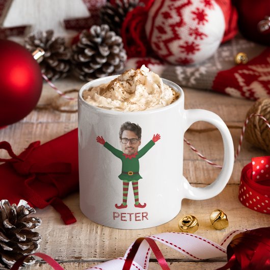 Mug Le visage et le nom du copain Elf Christmas Funny 