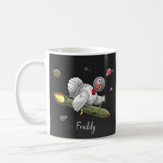Mug Le voyage spatial de la dinde fusée (Gauche)