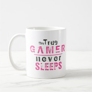 Mug Le vrai joueur ne dort jamais gamer rose
