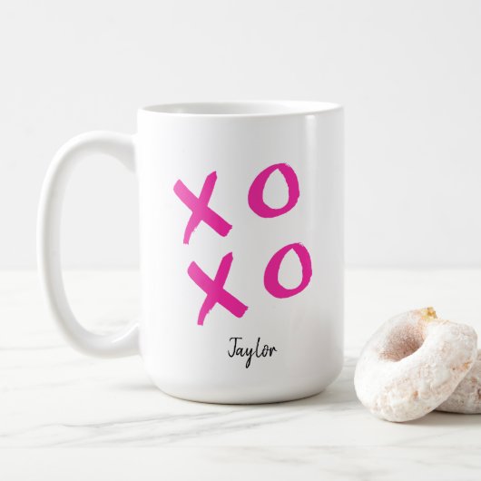 Mug Le Xoxo rose personnalisé de la Saint Valentin (Avec donut)