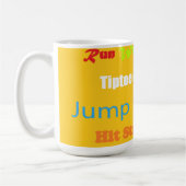 Mug Leap Hop Skip Lean Text Design couleurs mélangées (Gauche)
