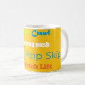 Mug Leap Hop Skip Lean Text Design couleurs mélangées (Devant droit)
