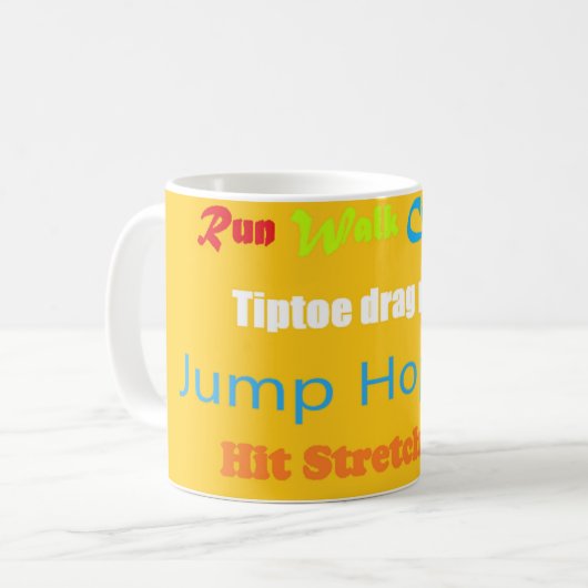 Mug Leap Hop Skip Lean Text Design couleurs mélangées (Devant gauche)