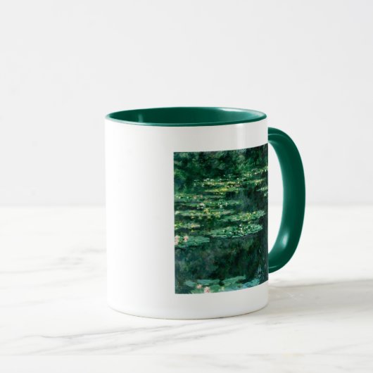 Mug L'EAU MENSONNE EN ÉTANG VERT par Claude Monet (Devant droit)