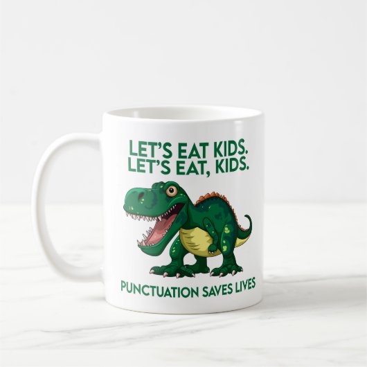 Mug Leçon de grammaire de dinosaure drôle (Gauche)